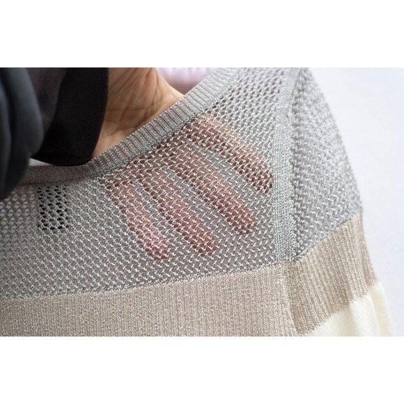 White House Black Market Sweater S Multi-Fiber Metallic Lurex Mesh Festive New - Picture 4 of 9